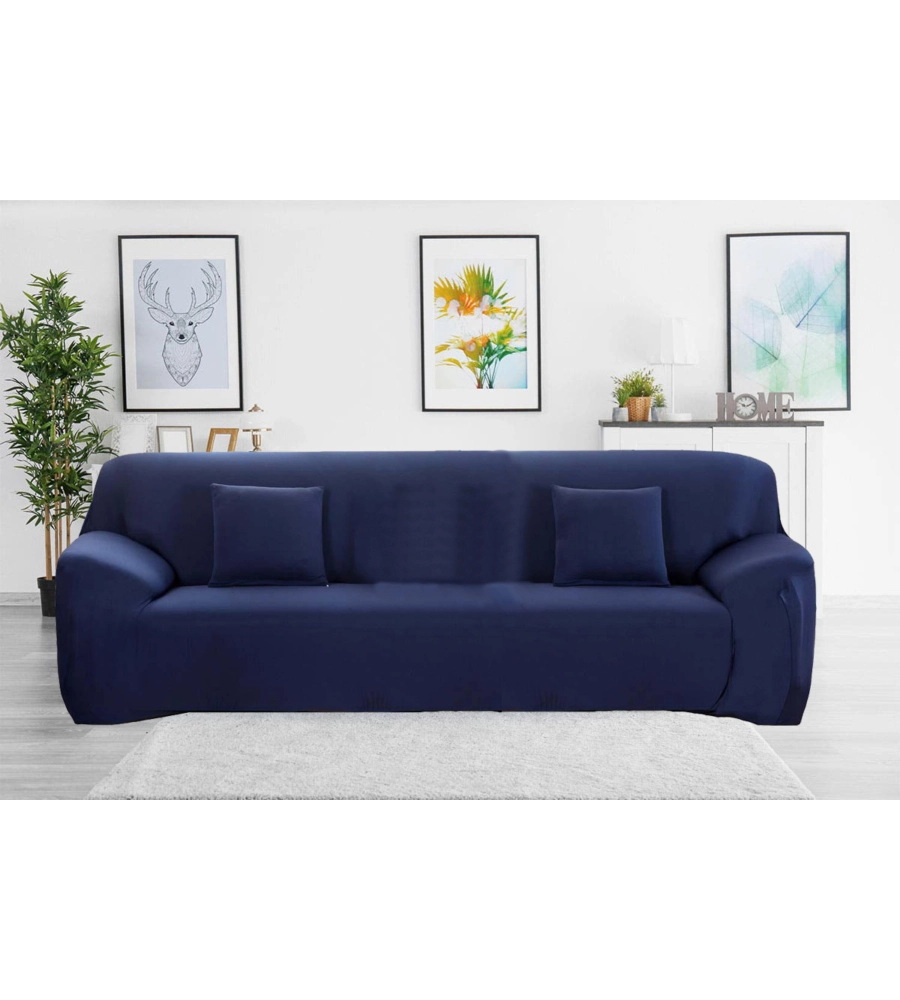 COPRIDIVANO 4 POSTI ELASTICIZZATO BLU, 235-300 CM